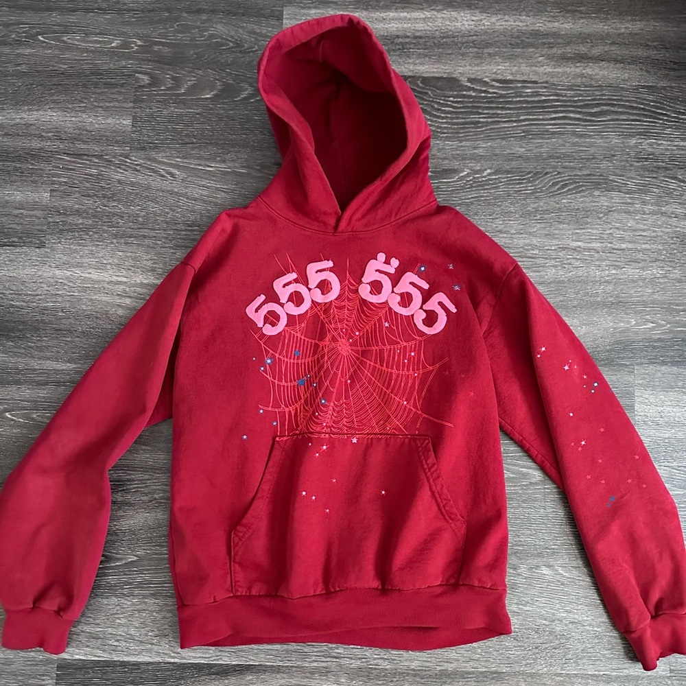 Red 555 Sp5der Hoodie